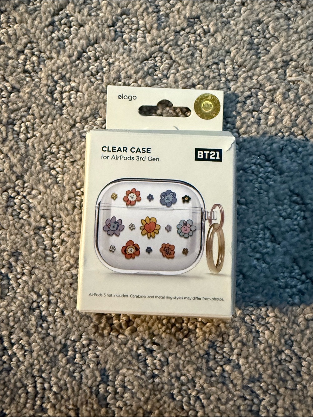 Clear Floral BT21 AirPods 3rd Gen Case – White with Multicolor Flowers